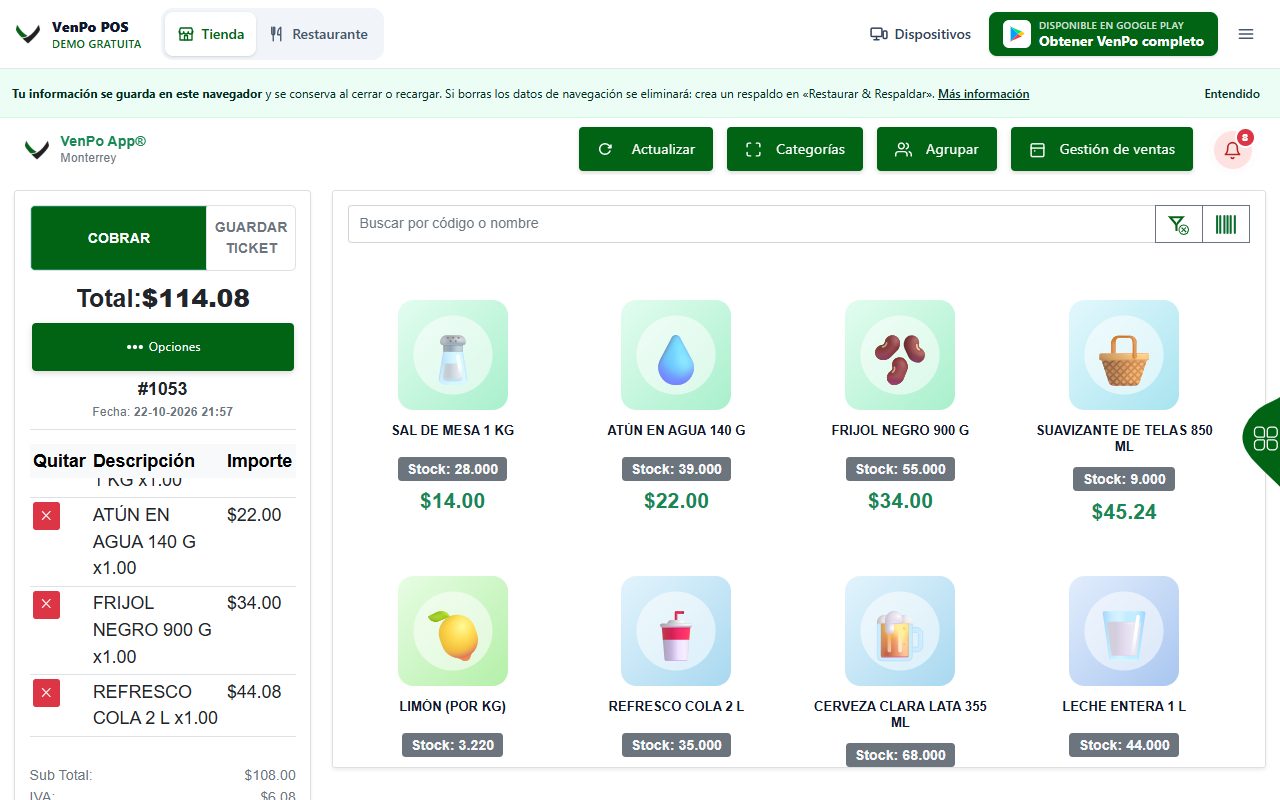 VenPo demo: Punto de venta